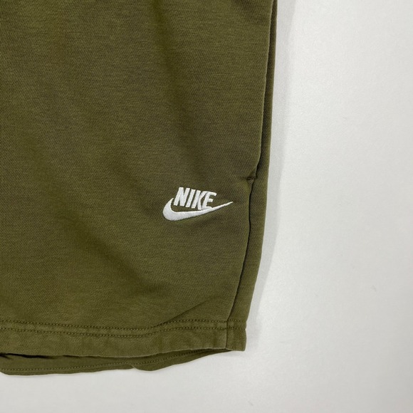Nike Sweat Shorts Women's XL Olive‎ Green Embroidered Swoosh Logo Drawstring - Picture 4 of 10